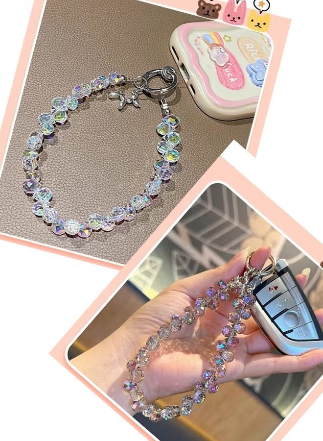 حزام جوال لليد بكريستال لامع – سلسلة خرز وميدالية مفاتيح للنساء مع رباط مانع للفقدان، تصميم براق - Image 4